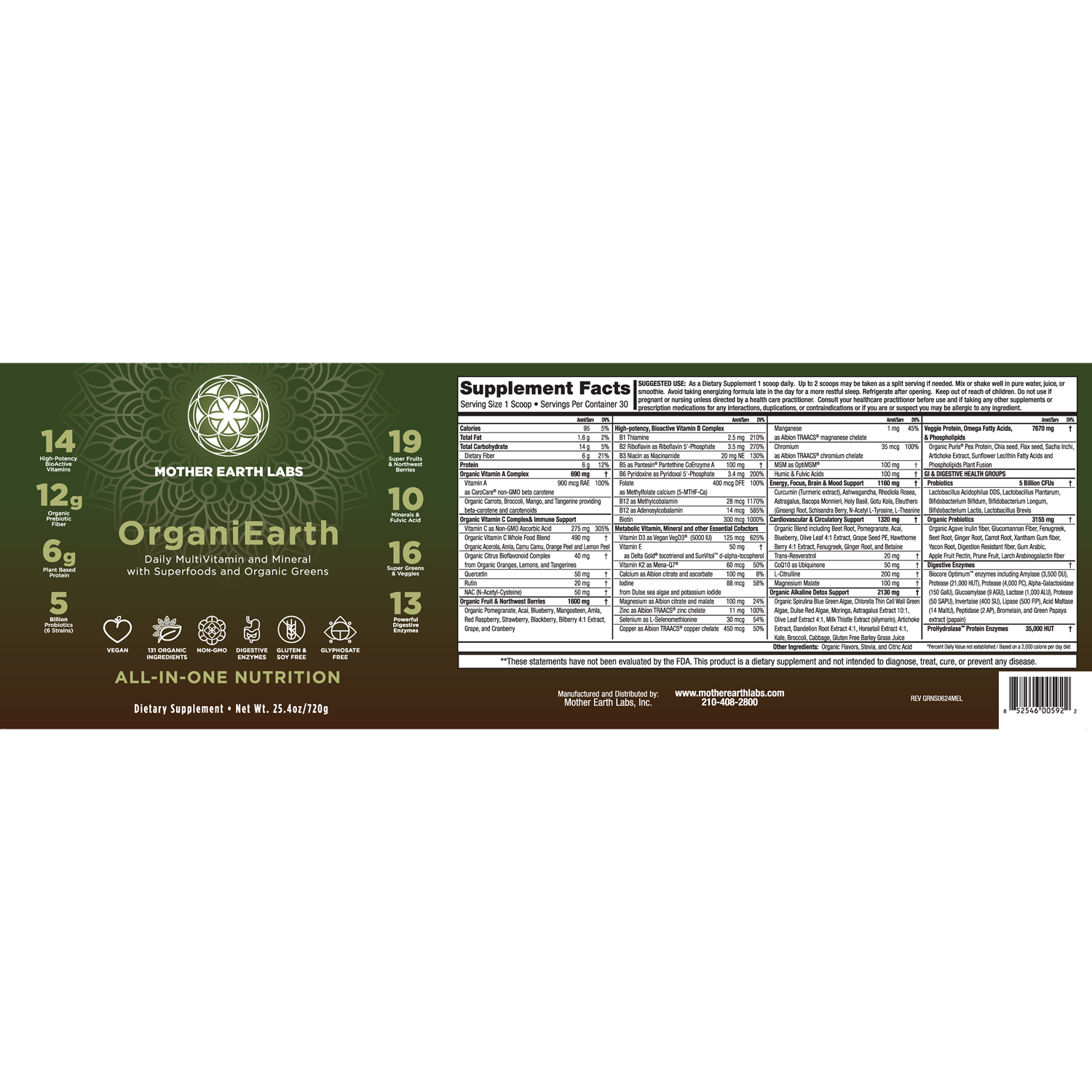 OrganiEarth Superfood Greens Pouch | 100+ Organic Nutrients