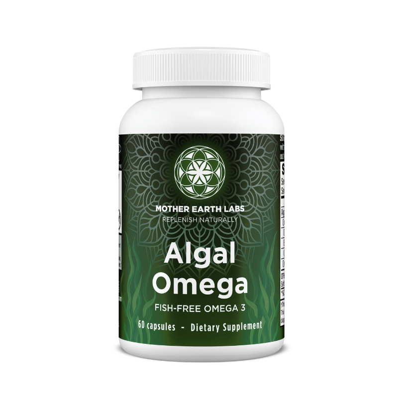 Algal Omega vegan omega-3 softgels by Mother Earth Labs