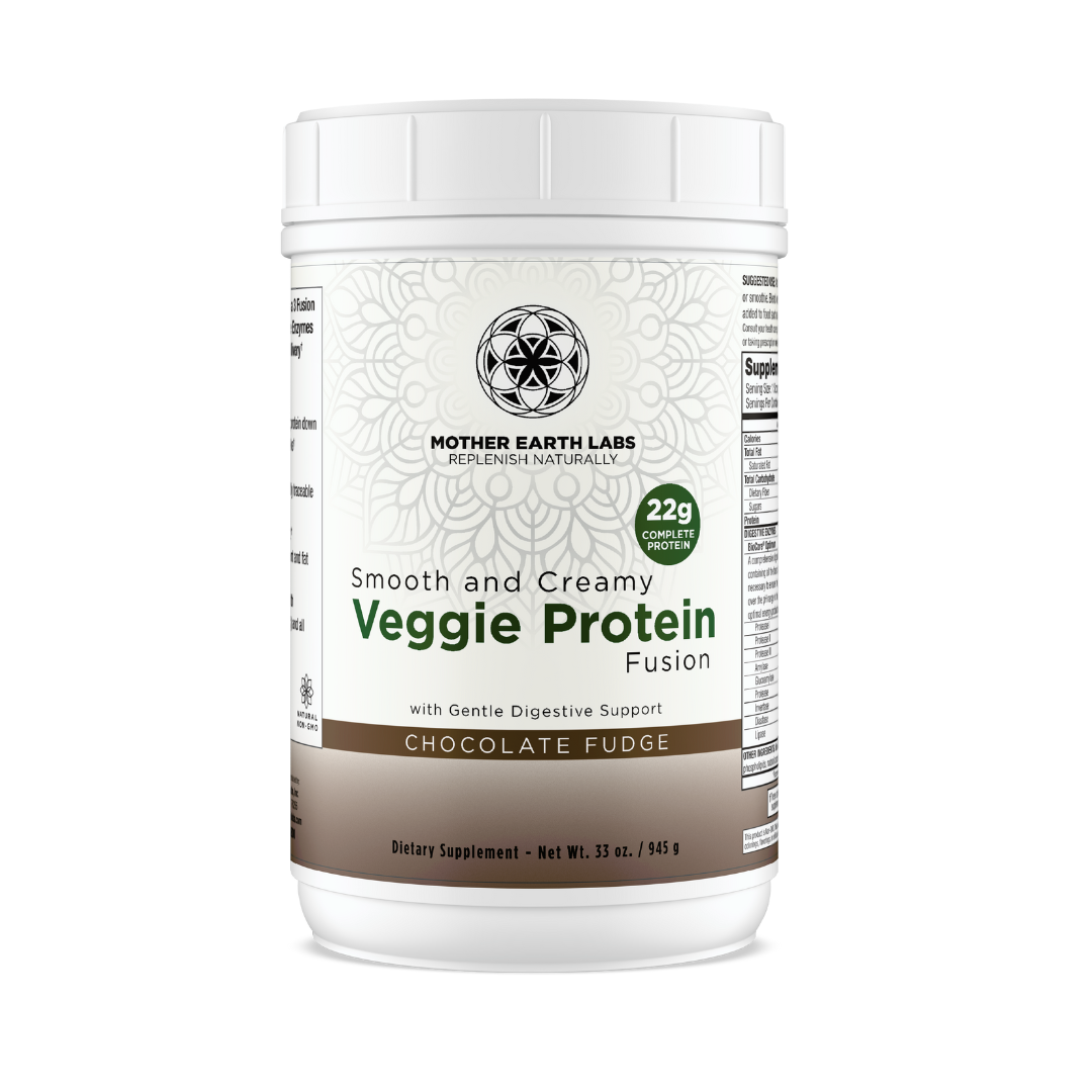 Veggie Protein Fusion chocolate plant-based protein powder, Chocolate Fudge, 30 servings, by Mother Earth Labs