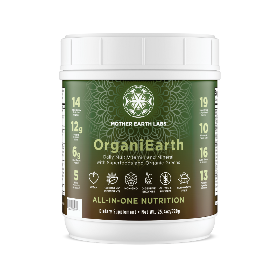 OrganiEarth Daily Greens Powder & Multivitamin canister, 30 scoops, by Mother Earth Labs