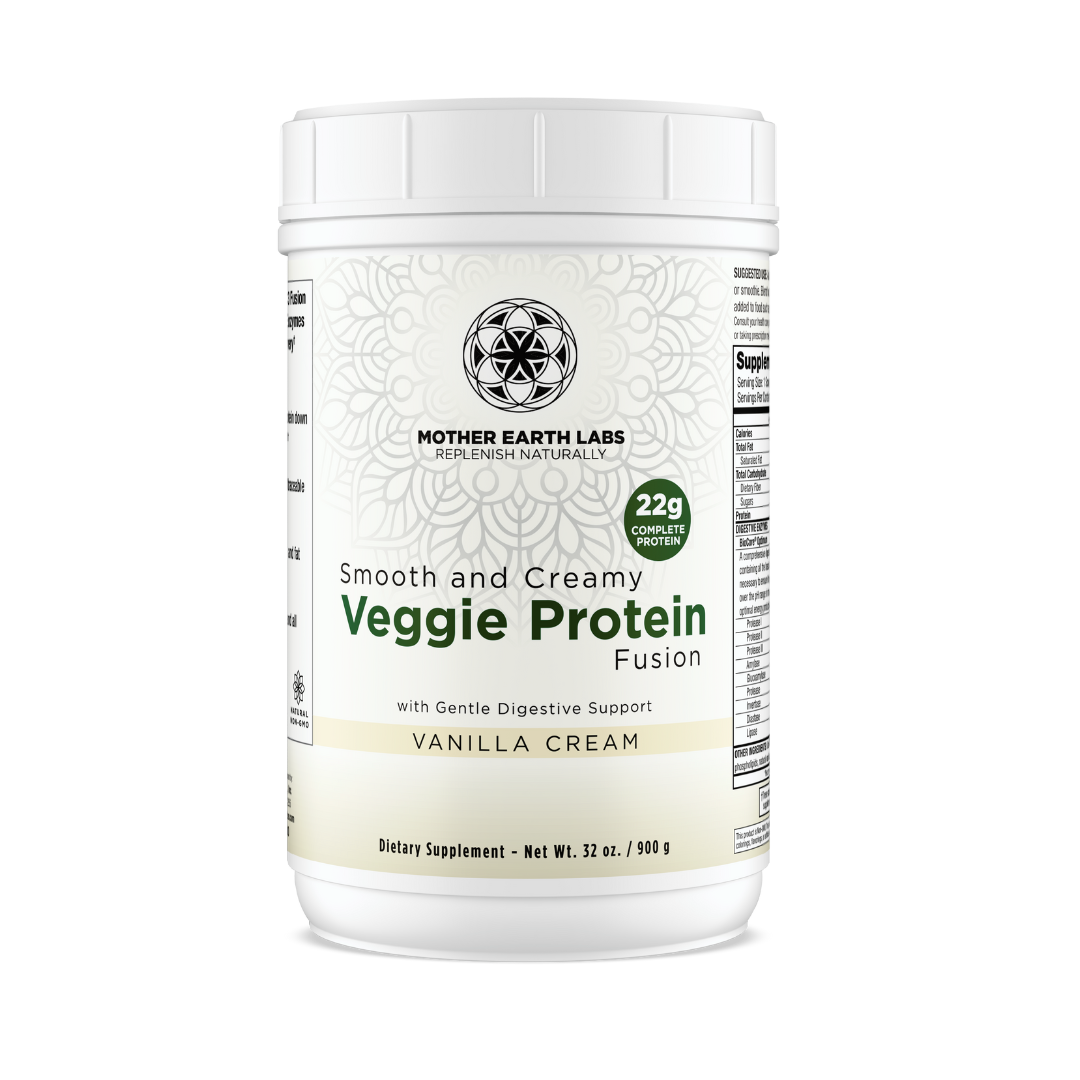 Veggie Protein Fusion vanilla plant-based protein powder, Vanilla Cream, 30 servings, by Mother Earth Labs