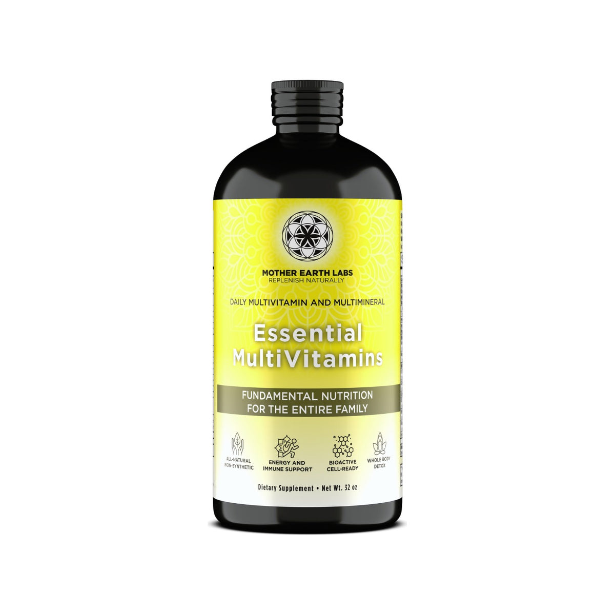 Essential MultiVitamins Liquid Multivitamin – 32 oz Glass Quart by Mother Earth Labs