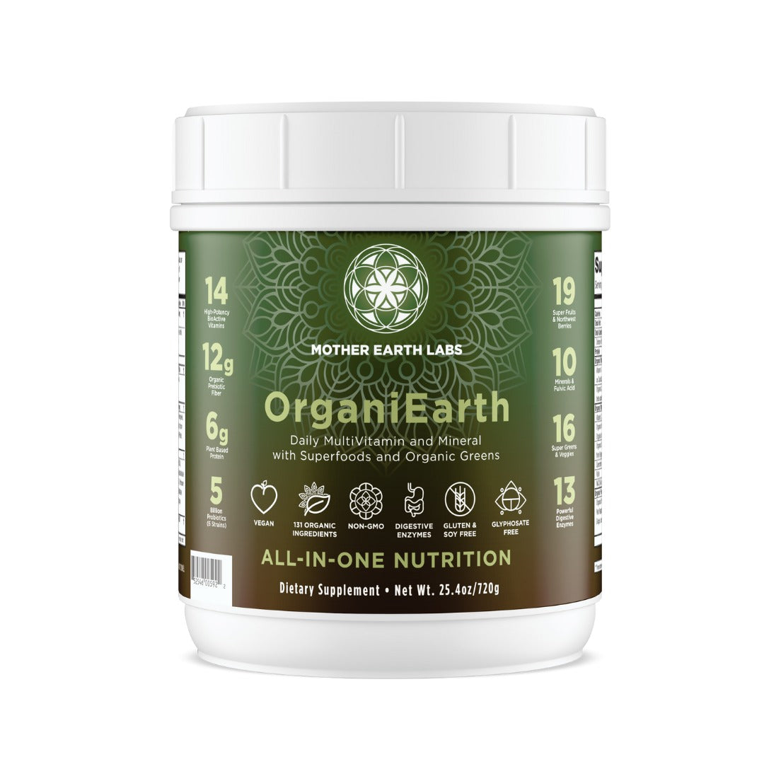 OrganiEarth Daily Greens Powder & Multivitamin canister, 30 scoops, by Mother Earth Labs