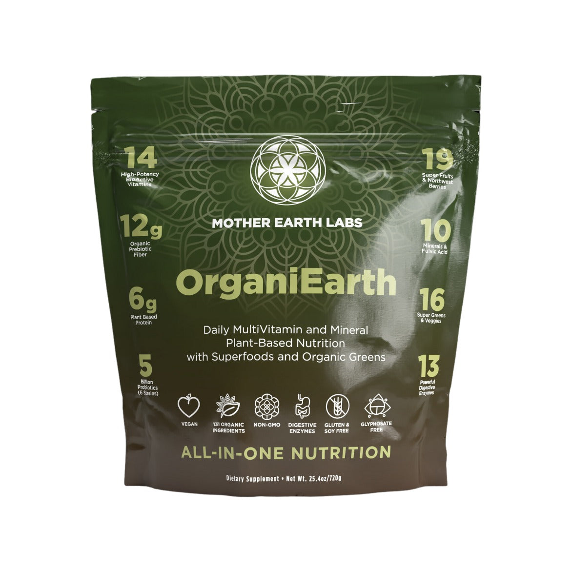 OrganiEarth Daily Greens Powder & Multivitamin pouch, 30 scoops, by Mother Earth Labs