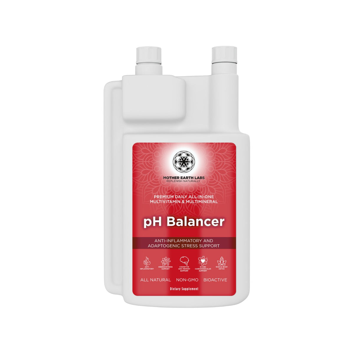 pH Balancer Liquid Multivitamin with Adaptogens – 32 oz Dispensing Quart by Mother Earth Labs