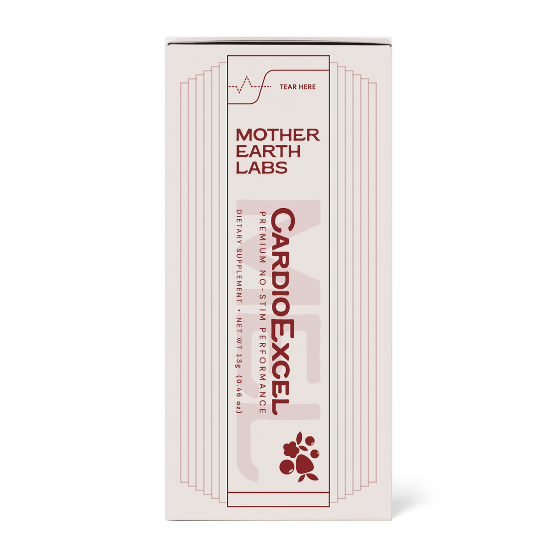 CardioExcel Wild Berry stick packs box, left side panel