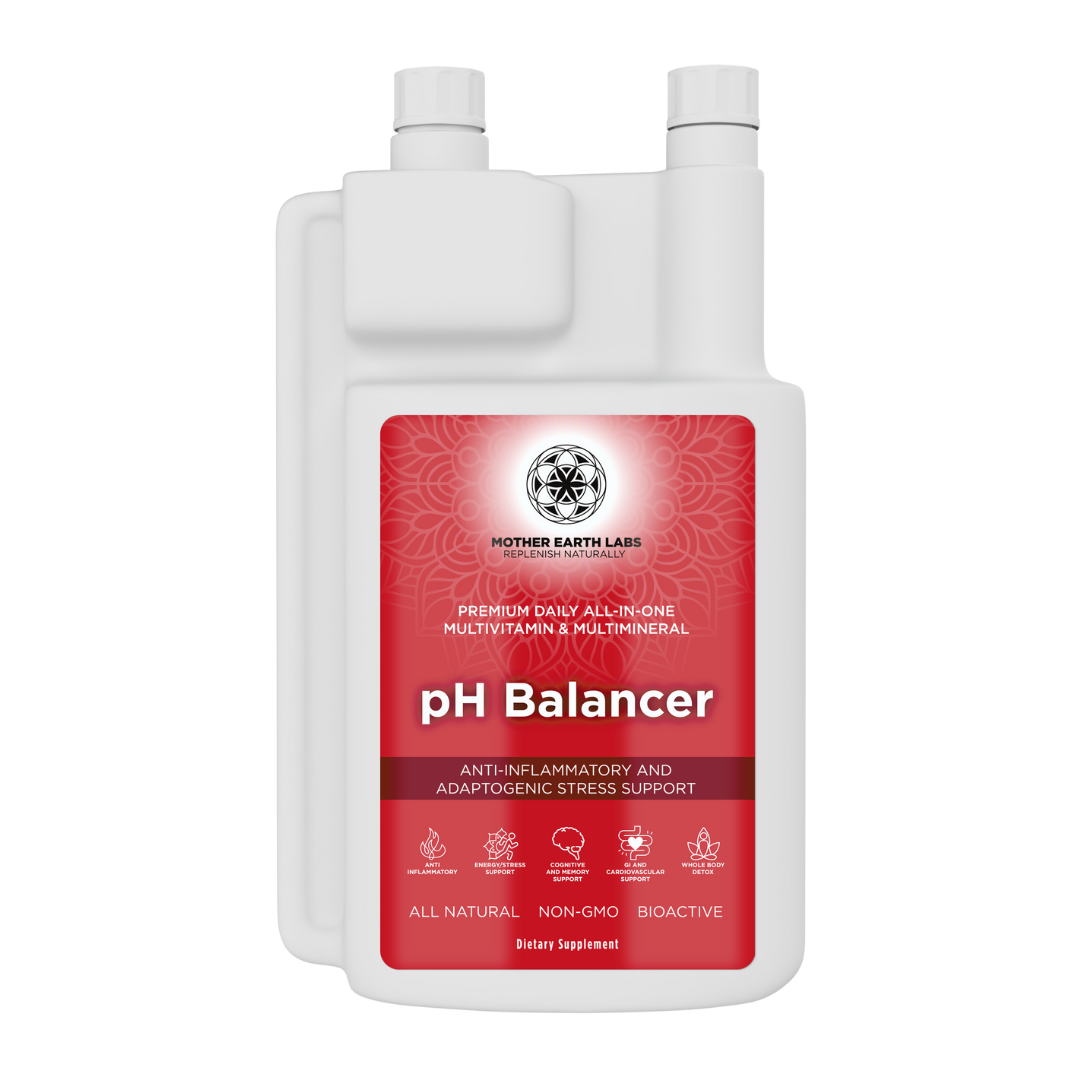 pH Balancer Liquid Multivitamin with Adaptogens – 32 oz Dispensing Quart by Mother Earth Labs
