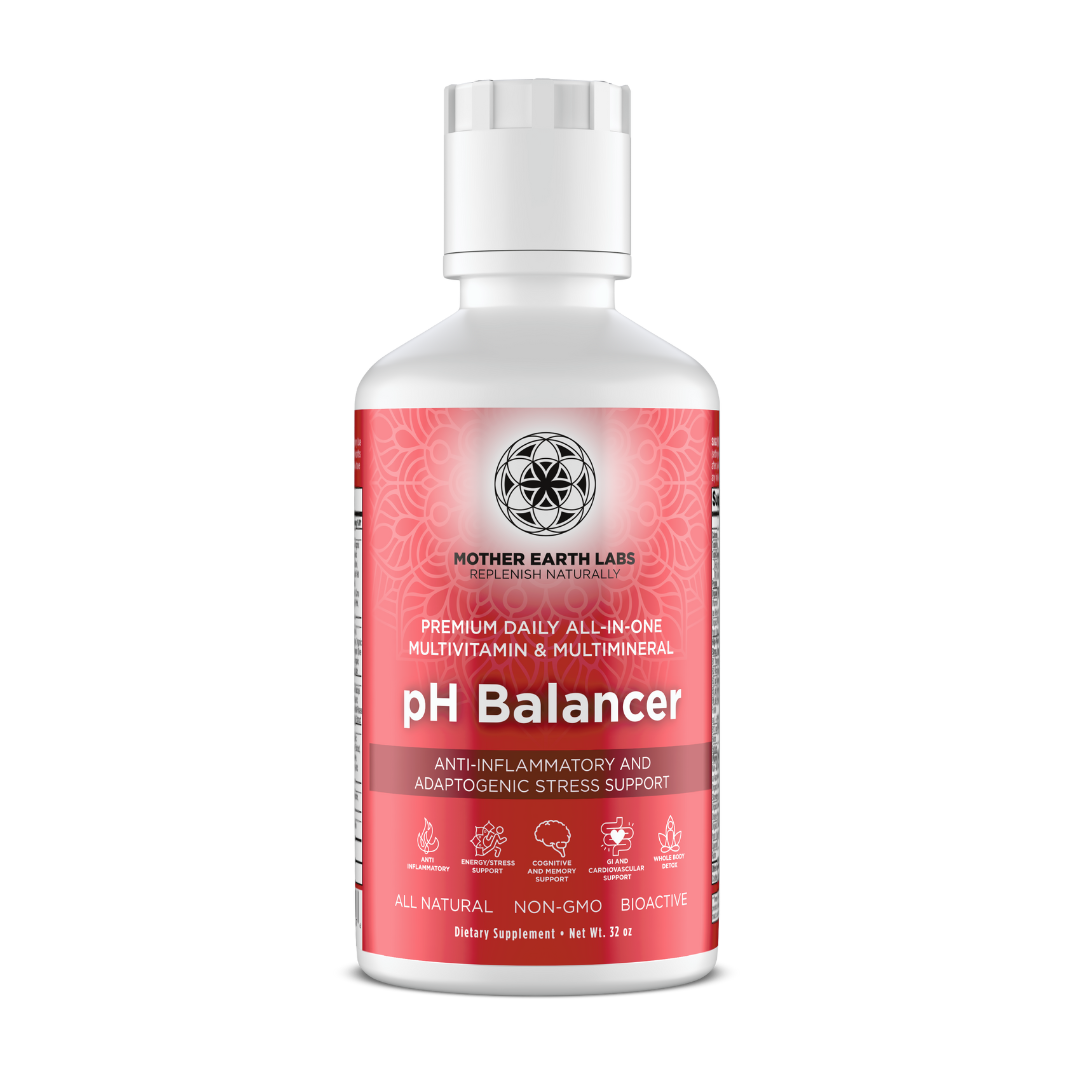 pH Balancer Liquid Multivitamin with Adaptogens – 32 oz Round Quart by Mother Earth Labs